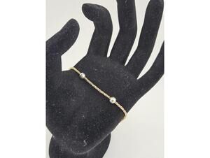 Adjustable 6.5-7.5in Gold Vermeil and Pearl Bracelet